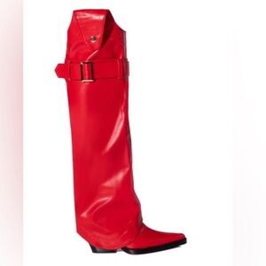 Azalea Wang red cowboy boots